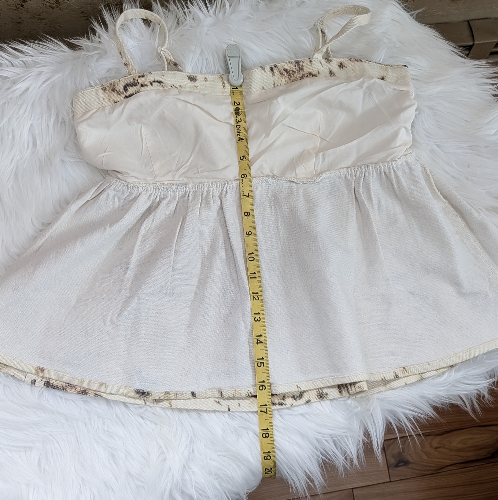 Davi & Dani Spotted Peplum Denim Top in Cream & Brown Super Soft Material New - Picture 10 of 16